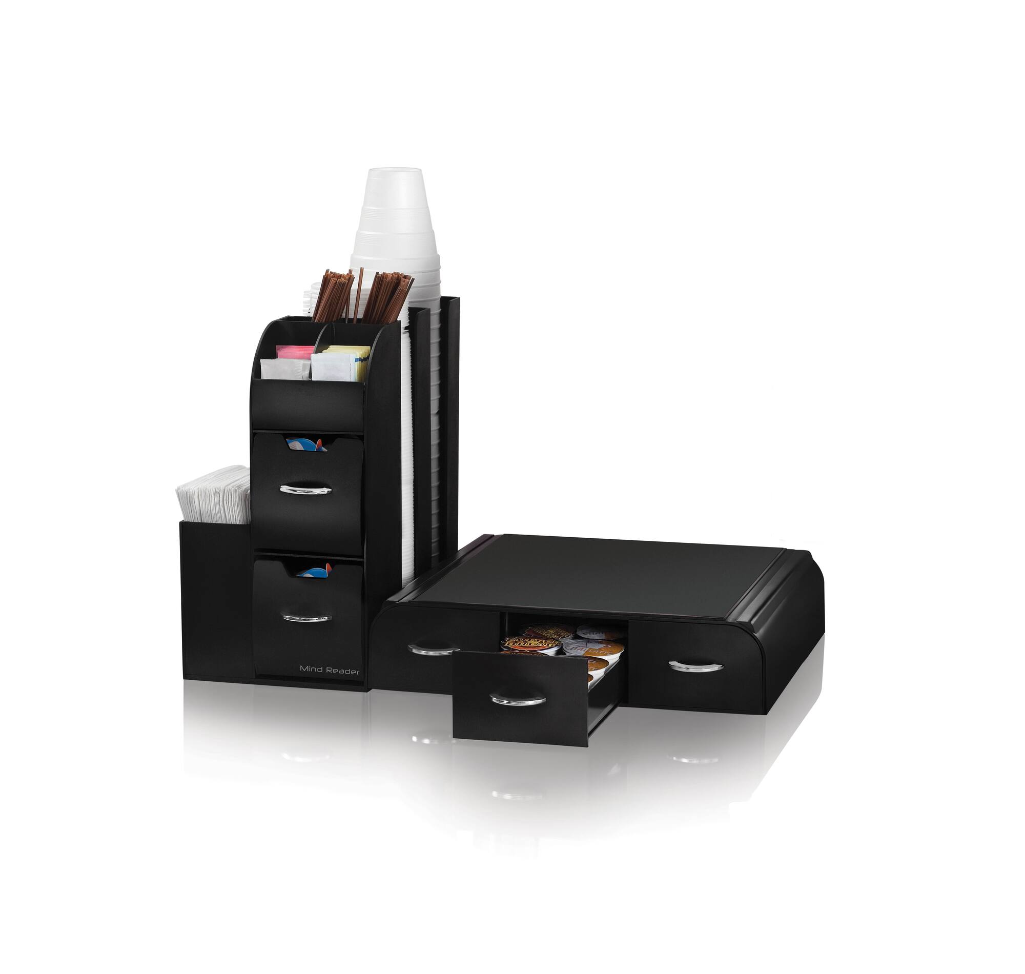 Mind Reader 2-Piece Single Serve Coffee Pod Drawer and Condiment Organizer Caddy Station